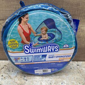 Swimways Baby Spring Float Sun Canopy Blue Supports 33 Lbs 9-24 Months NWT